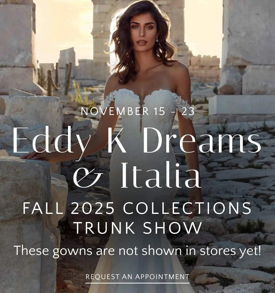 Mobile Eddy K Dreams and Italia Fall 2025 Collections Trunk Show Banner